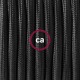 Pendel único, lámpara colgante cable textil Negro en tejido Efecto Seda RM04