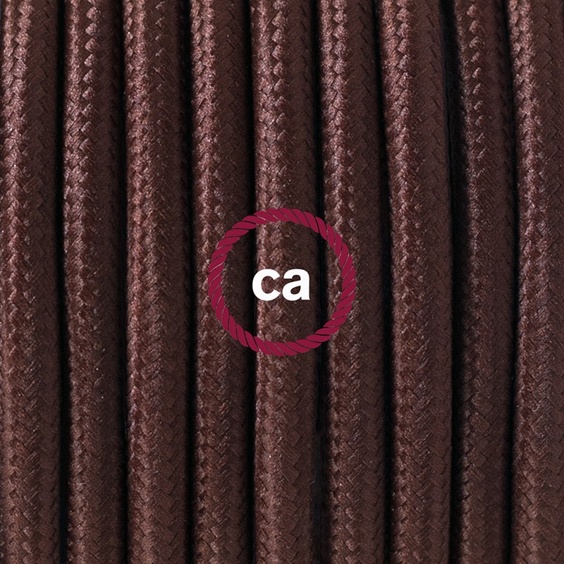 Pendel único, lámpara colgante cable textil Marrón en tejido Efecto Seda RM13