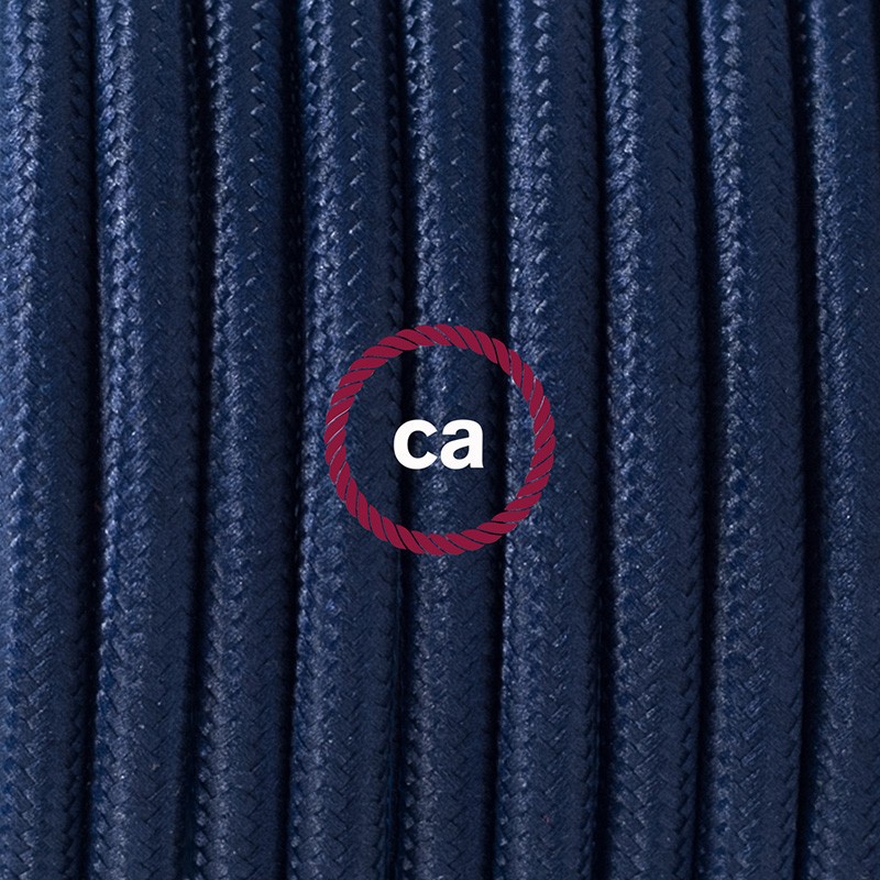Pendel único, lámpara colgante cable textil Azul Marino en tejido Efecto Seda RM20