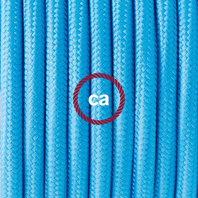 Pendel único, lámpara colgante cable textil Turquesa en tejido Efecto Seda RM11