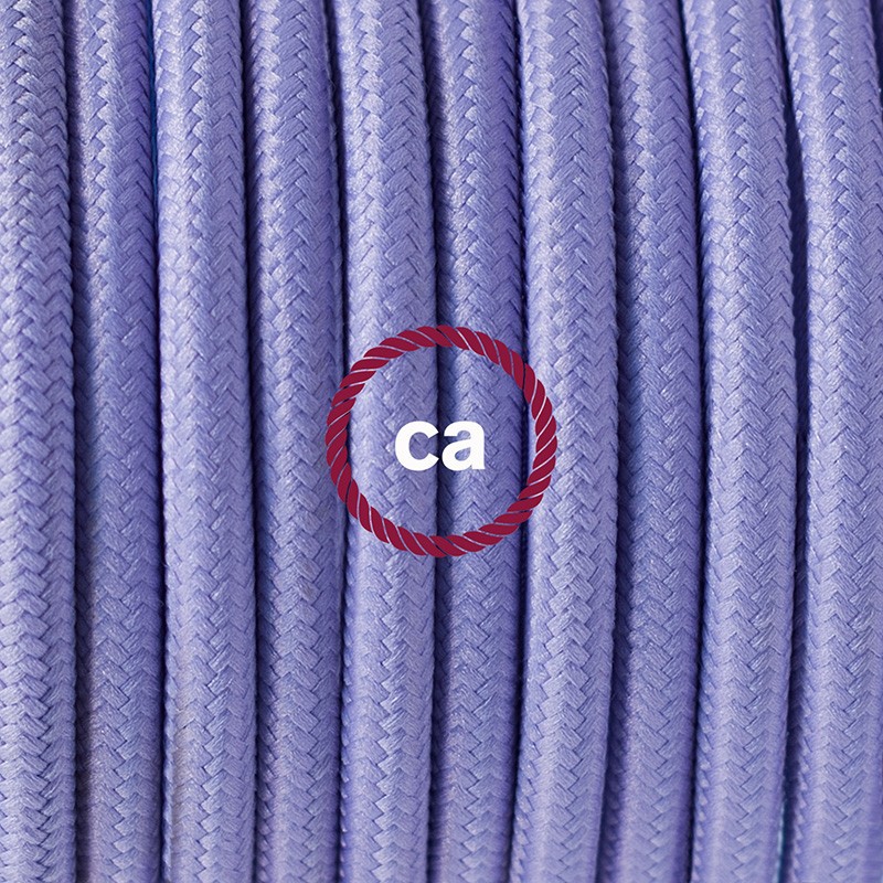 Pendel único, lámpara colgante cable textil Lila en tejido Efecto Seda RM07
