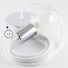 Pendel único, lámpara colgante cable textil Blanco en Algodón RC01