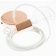 Pendel único, lámpara colgante cable textil Blanco en Algodón RC01