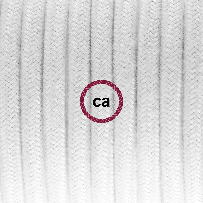Pendel único, lámpara colgante cable textil Blanco en Algodón RC01