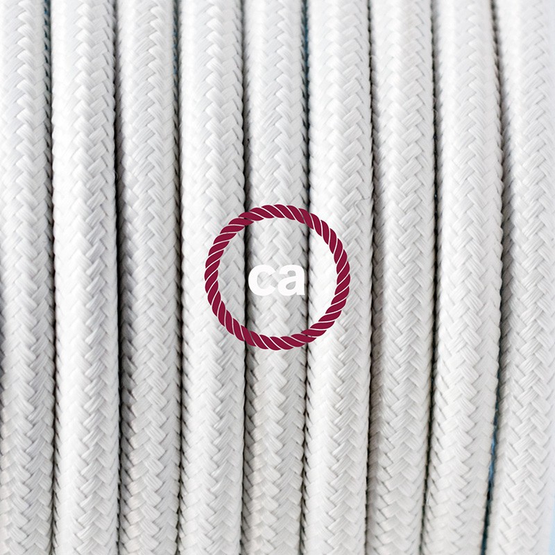 Pendel único, lámpara colgante cable textil Blanco en tejido Efecto Seda RM01