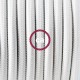 Pendel único, lámpara colgante cable textil Blanco en tejido Efecto Seda RM01
