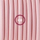 Pendel único, lámpara colgante cable textil Rosa Baby en tejido Efecto Seda RM16