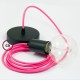 Pendel único, lámpara colgante cable textil Fuchsia en tejido Efecto Seda RM08