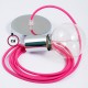 Pendel único, lámpara colgante cable textil Fuchsia en tejido Efecto Seda RM08