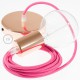 Pendel único, lámpara colgante cable textil Fuchsia en tejido Efecto Seda RM08