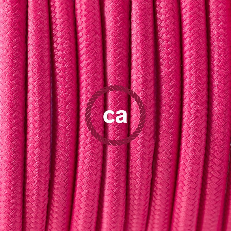 Pendel único, lámpara colgante cable textil Fuchsia en tejido Efecto Seda RM08