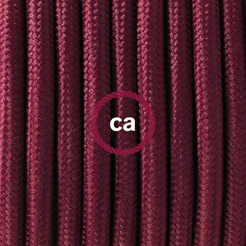 Pendel único, lámpara colgante cable textil Bordeos en tejido Efecto Seda RM19
