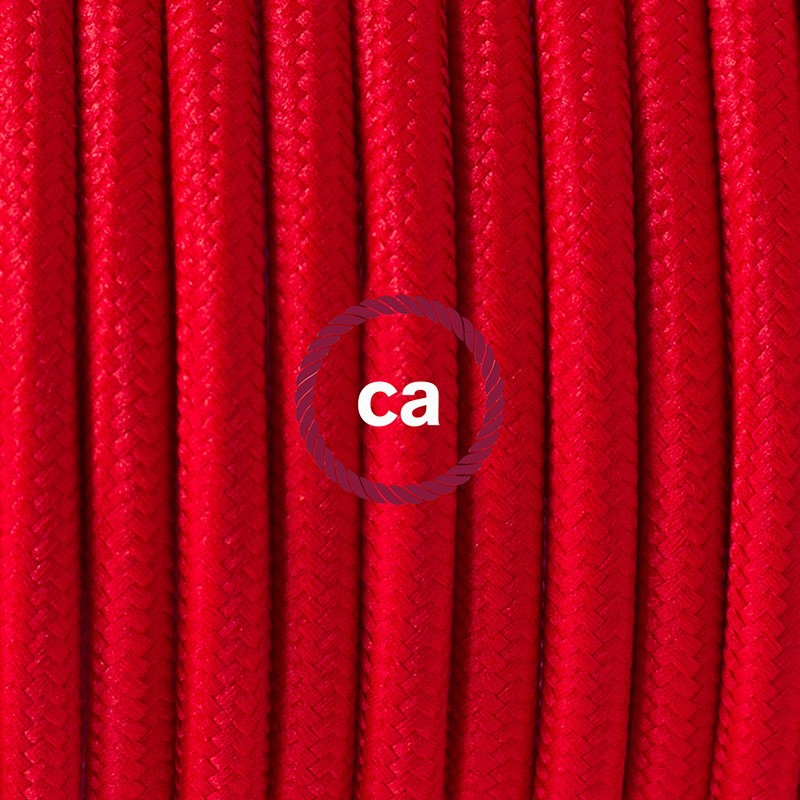 Pendel único, lámpara colgante cable textil Rojo en tejido Efecto Seda RM09