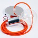 Pendel único, lámpara colgante cable textil Naranja en tejido Efecto Seda RM15