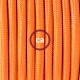 Pendel único, lámpara colgante cable textil Naranja en tejido Efecto Seda RM15