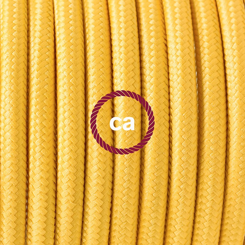 Pendel único, lámpara colgante cable textil Amarillo en tejido Efecto Seda RM10