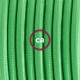 Pendel único, lámpara colgante cable textil Verde Lima en tejido Efecto Seda RM18