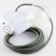 Pendel único, lámpara colgante cable textil Gris Verde en Algodón RC63