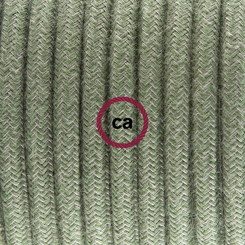 Pendel único, lámpara colgante cable textil Gris Verde en Algodón RC63