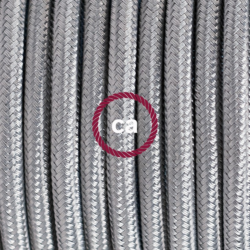 Pendel único, lámpara colgante cable textil Plateado en tejido Efecto Seda RM02