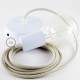 Pendel único, lámpara colgante cable textil Gris pardo en Algodón RC43