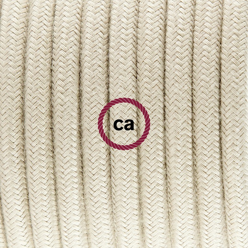 Pendel único, lámpara colgante cable textil Gris pardo en Algodón RC43