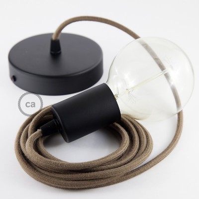 Pendel único, lámpara colgante cable textil Marrón en Algodón RC13