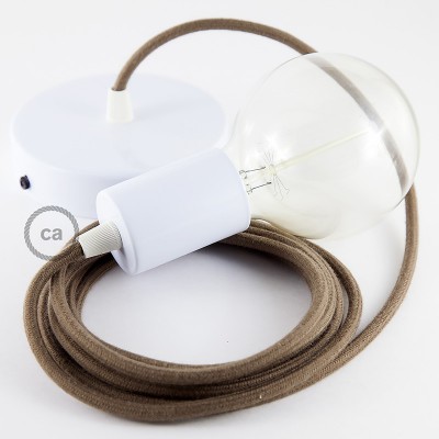 Pendel único, lámpara colgante cable textil Marrón en Algodón RC13