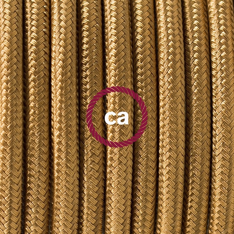 Pendel único, lámpara colgante cable textil Dorado en tejido Efecto Seda RM05