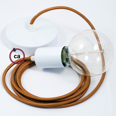 Pendel único, lámpara colgante cable textil Whiskey en tejido Efecto Seda RM22
