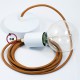 Pendel único, lámpara colgante cable textil Whiskey en tejido Efecto Seda RM22