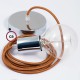 Pendel único, lámpara colgante cable textil Whiskey en tejido Efecto Seda RM22