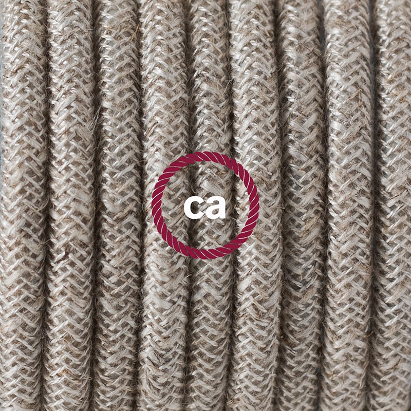 Pendel único, lámpara colgante cable textil Neutro en Lino Natural RN01