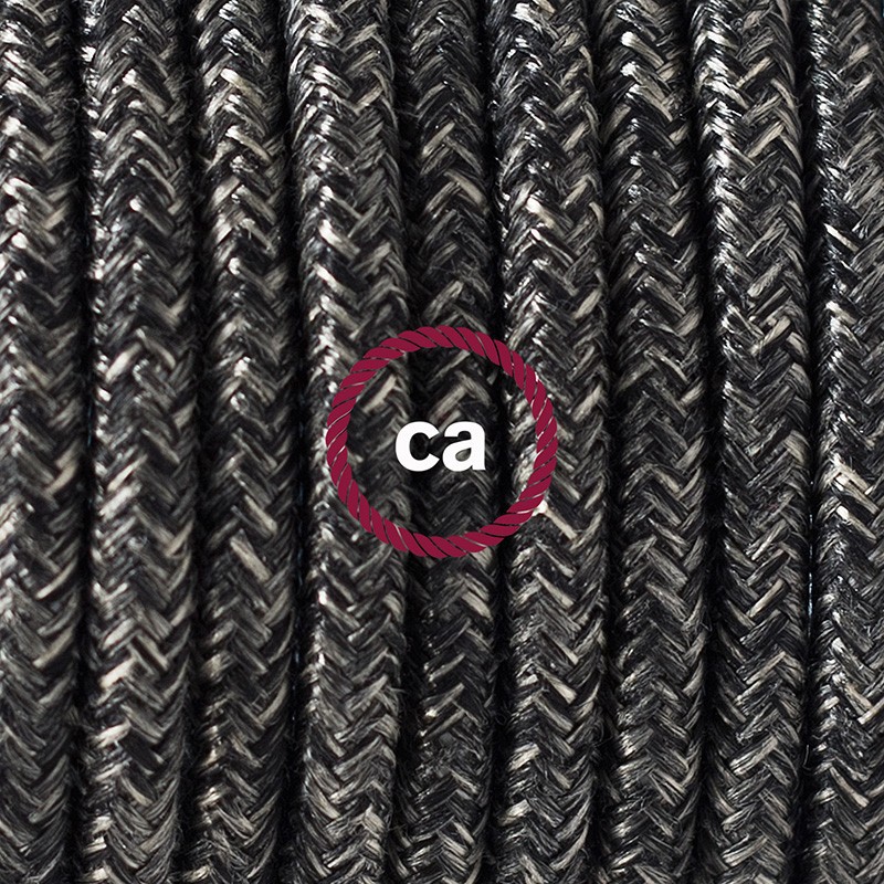 Pendel único, lámpara colgante cable textil Antracita en Lino Natural RN03