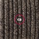 Pendel único, lámpara colgante cable textil Marrón en Lino Natural RN04