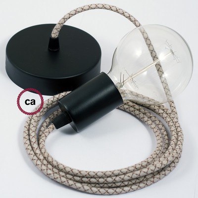 Pendel único, lámpara colgante cable textil Rombo Corteza RD63