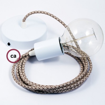 Pendel único, lámpara colgante cable textil Rombo Corteza RD63