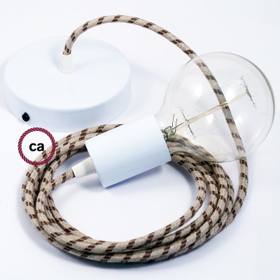 Pendel único, lámpara colgante cable textil Stripes Corteza RD53