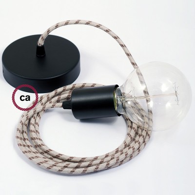 Pendel único, lámpara colgante cable textil Stripes Corteza RD53