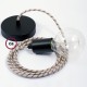 Pendel único, lámpara colgante cable textil Stripes Corteza RD53