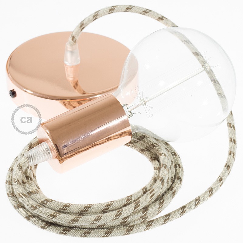 Pendel único, lámpara colgante cable textil Stripes Corteza RD53