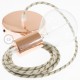 Pendel único, lámpara colgante cable textil Stripes Corteza RD53