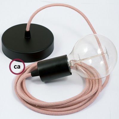 Pendel único, lámpara colgante cable textil ZigZag Rosa Antico RD71