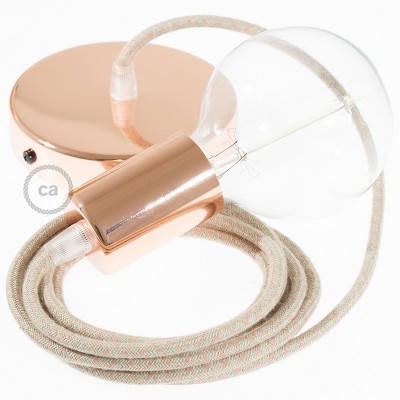 Pendel único, lámpara colgante cable textil Rombo Rosa Antico RD61