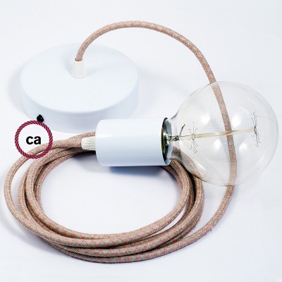 Pendel único, lámpara colgante cable textil Rombo Rosa Antico RD61