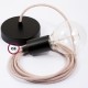 Pendel único, lámpara colgante cable textil Rombo Rosa Antico RD61