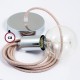 Pendel único, lámpara colgante cable textil Rombo Rosa Antico RD61