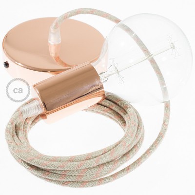 Pendel único, lámpara colgante cable textil Stripes Rosa Antico RD51