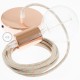 Pendel único, lámpara colgante cable textil Stripes Rosa Antico RD51