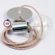Pendel único, lámpara colgante cable textil Stripes Rosa Antico RD51